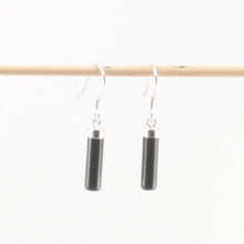 Load image into Gallery viewer, Solid Sterling Silver 925 Black Onyx Tube Fish Hook Earrings