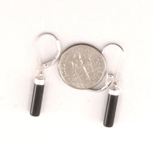 Load image into Gallery viewer, Solid Sterling Silver 925 Black Onyx Tube Leverback Earrings