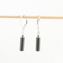 Load image into Gallery viewer, Solid Sterling Silver 925 Black Onyx Tube Leverback Earrings