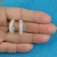 Load image into Gallery viewer, Solid Sterling Silver 925 Celadon Green Jade 20mm C Hoop Stud Earrings