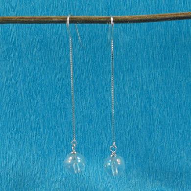 Solid Sterling Silver 925 Box Chain Crystal Earrings
