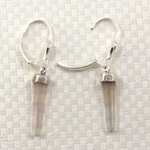 Solid Sterling Silver 925 Crystal Hexagonal Point Earrings (32mm)