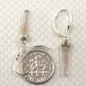 Solid Sterling Silver 925 Crystal Hexagonal Point Earrings (32mm)