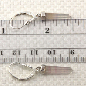 Solid Sterling Silver 925 Crystal Hexagonal Point Earrings (32mm)