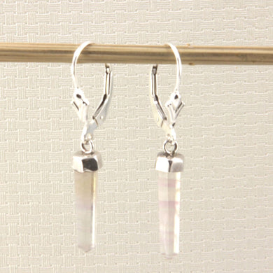 Solid Sterling Silver 925 Crystal Hexagonal Point Earrings (32mm)