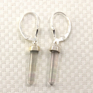 Solid Sterling Silver 925 Crystal Hexagonal Point Earrings (37mm)