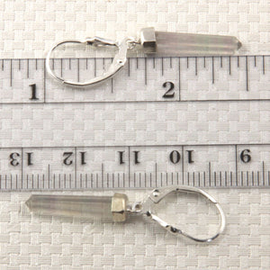 Solid Sterling Silver 925 Crystal Hexagonal Point Earrings (37mm)