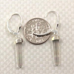 Solid Sterling Silver 925 Crystal Hexagonal Point Earrings (37mm)
