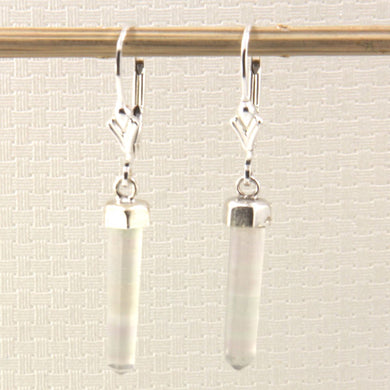 Solid Sterling Silver 925 Crystal Hexagonal Point Earrings (37mm)