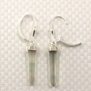 Solid Sterling Silver 925 Crystal Hexagonal Point Earrings (40mm)