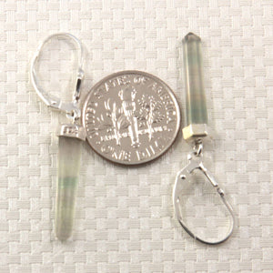 Solid Sterling Silver 925 Crystal Hexagonal Point Earrings (40mm)