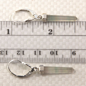 Solid Sterling Silver 925 Crystal Hexagonal Point Earrings (40mm)