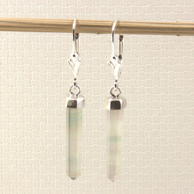 Solid Sterling Silver 925 Crystal Hexagonal Point Earrings (40mm)