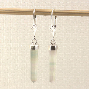 Solid Sterling Silver 925 Crystal Hexagonal Point Earrings (40mm)
