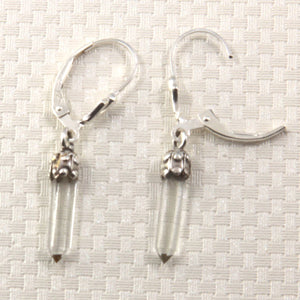 Solid Sterling Silver 925 Crystal Hexagonal Point Earrings (35mm)