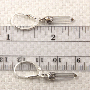 Solid Sterling Silver 925 Crystal Hexagonal Point Earrings (35mm)