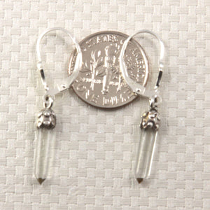 Solid Sterling Silver 925 Crystal Hexagonal Point Earrings (35mm)