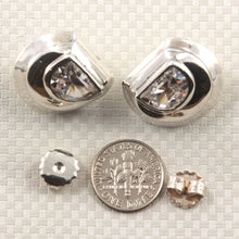 Load image into Gallery viewer, Solid Sterling Silver 925 Cubic Zirconia Halo Large Stud Earrings