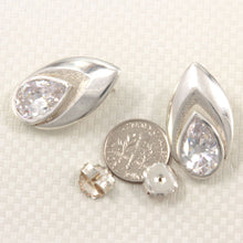 Load image into Gallery viewer, Solid Sterling Silver 925 Cubic Zirconia Pear Stud Earrings
