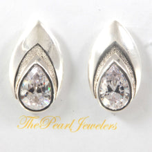 Load image into Gallery viewer, Solid Sterling Silver 925 Cubic Zirconia Pear Stud Earrings