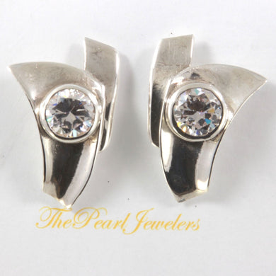 Solid Sterling Silver 925 Cubic Zirconia Pear Stud Earrings (Large 23x35mm