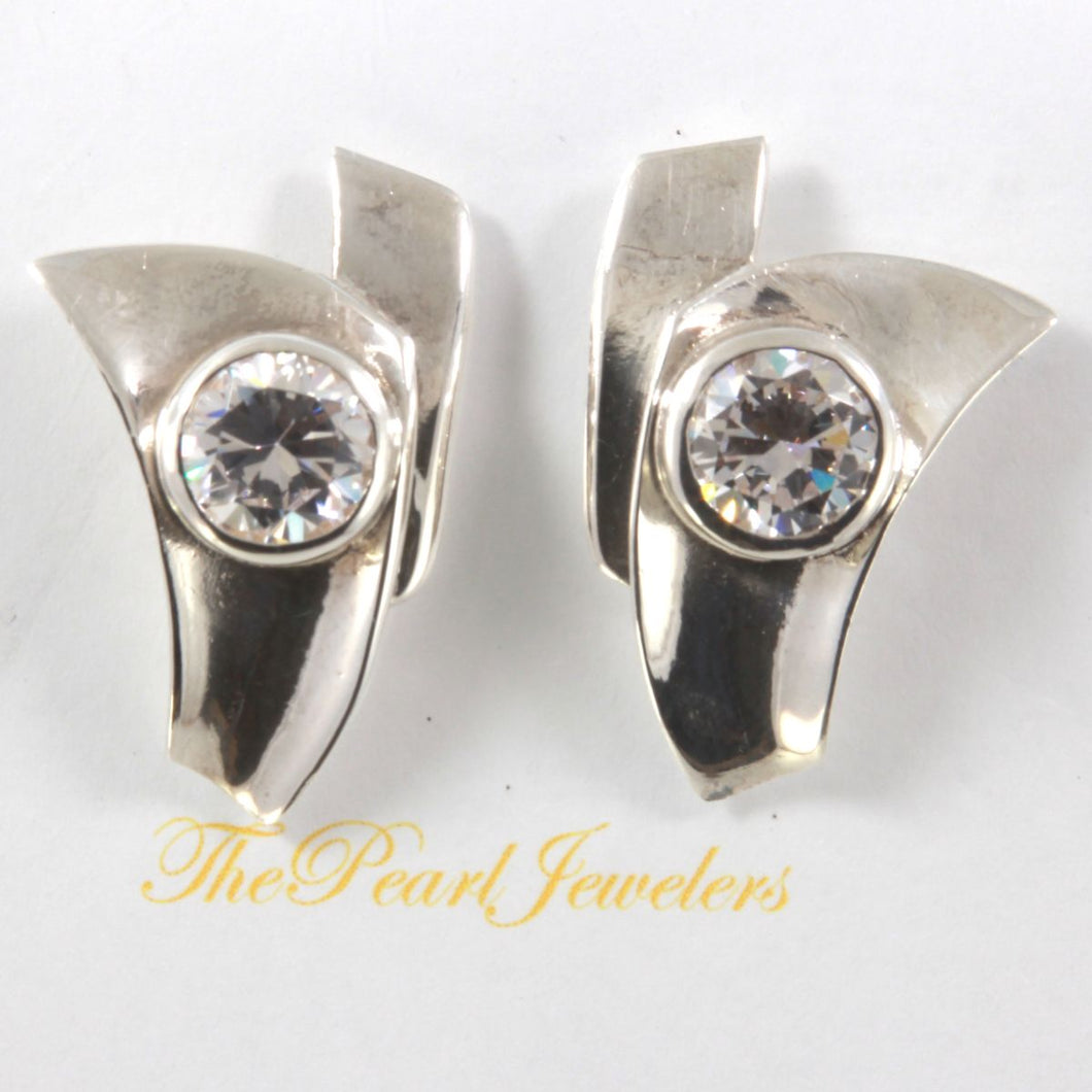 Solid Sterling Silver 925 Cubic Zirconia Pear Stud Earrings (Large 23x35mm