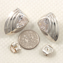 Load image into Gallery viewer, Solid Sterling Silver 925 Cubic Zirconia Triangle Stud Earrings