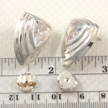 Load image into Gallery viewer, Solid Sterling Silver 925 Cubic Zirconia Triangle Stud Earrings