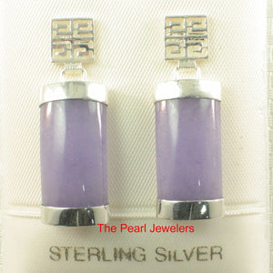 Solid Sterling Silver 925 Good Fortune Mother of Pearl & Jade Dangle Earrings