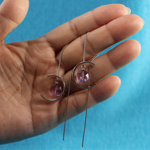 Load image into Gallery viewer, Solid Sterling Silver 925 Faceted Amethyst Threader Earrings