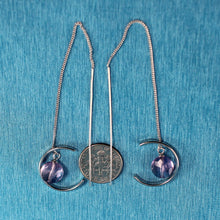 Load image into Gallery viewer, Solid Sterling Silver 925 Faceted Amethyst Threader Earrings