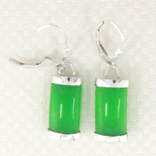 Load image into Gallery viewer, Solid Sterling Silver 925 Fleur-de-Lis Green Jade Leverback Earrings