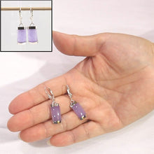 Load image into Gallery viewer, Solid Sterling Silver 925 Fleur-de-Lis Lavender Jade Leverback Earrings