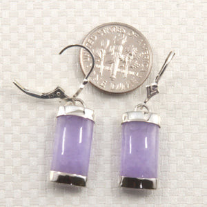 Solid Sterling Silver 925 Fleur-de-Lis Lavender Jade Leverback Earrings