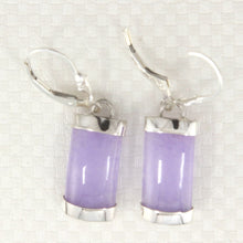 Load image into Gallery viewer, Solid Sterling Silver 925 Fleur-de-Lis Lavender Jade Leverback Earrings
