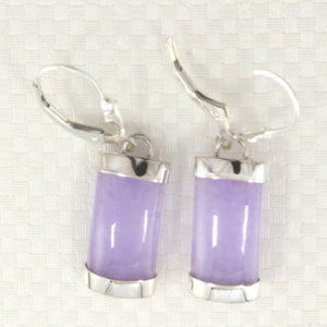 Solid Sterling Silver 925 Fleur-de-Lis Lavender Jade Leverback Earrings