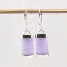 Load image into Gallery viewer, Solid Sterling Silver 925 Fleur-de-Lis Lavender Jade Leverback Earrings