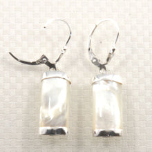Load image into Gallery viewer, Solid Sterling Silver 925 Fleur-de-Lis Mother of Pearl Leverback Earrings