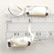 Load image into Gallery viewer, Solid Sterling Silver 925 Fleur-de-Lis Mother of Pearl Leverback Earrings