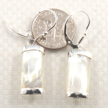 Load image into Gallery viewer, Solid Sterling Silver 925 Fleur-de-Lis Mother of Pearl Leverback Earrings