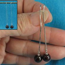 Load image into Gallery viewer, Solid Sterling Silver 925 Box Chain Garnet Earrings