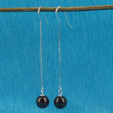 Solid Sterling Silver 925 Box Chain Garnet Earrings