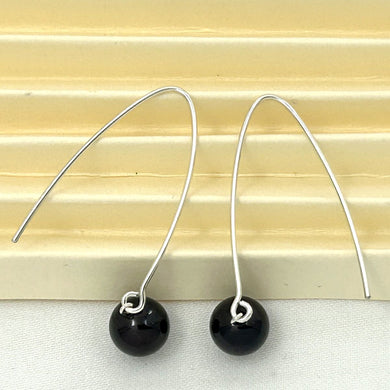 Solid Sterling Silver 925 V-Shaped Wire Garnet Earrings