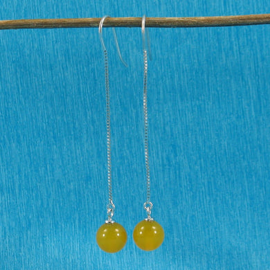 Solid Sterling Silver 925 Box Chain Golden Agate Earrings