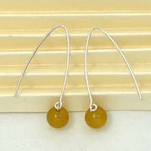 Load image into Gallery viewer, Solid Sterling Silver 925 V-Shaped Wire Golden Agate Earrings