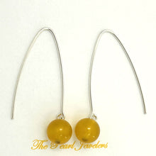 Load image into Gallery viewer, Solid Sterling Silver 925 V-Shaped Wire Golden Agate Earrings