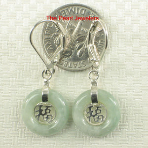 Solid Sterling Silver 925 Good Fortune Celadon Green Jade Leverback Earrings