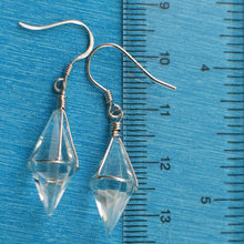 Load image into Gallery viewer, Solid Sterling Silver 925 Good Fortune Crystal Hook Earrings (Silver)