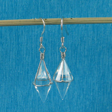 Load image into Gallery viewer, Solid Sterling Silver 925 Good Fortune Crystal Hook Earrings (Silver)