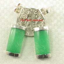 Load image into Gallery viewer, Solid Sterling Silver 925 Good Fortune Green Jade Dangle Earrings